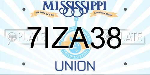 7IZA38 Mississippi License Plate
