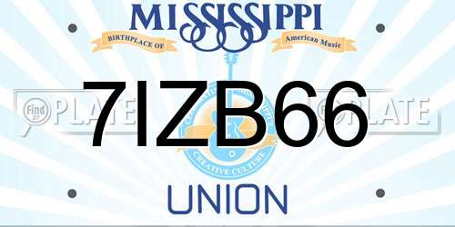 7IZB66 Mississippi License Plate