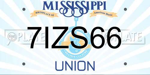 7IZS66 Mississippi License Plate