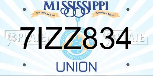 7IZZ834 Mississippi License Plate