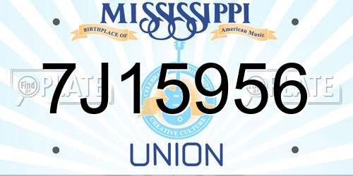 7J15956 Mississippi License Plate