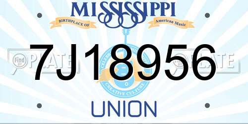 7J18956 Mississippi License Plate