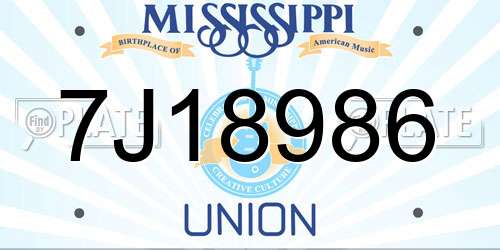 7J18986 Mississippi License Plate