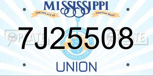 7J25508 Mississippi License Plate