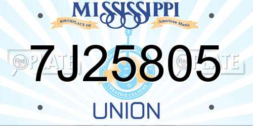 7J25805 Mississippi License Plate