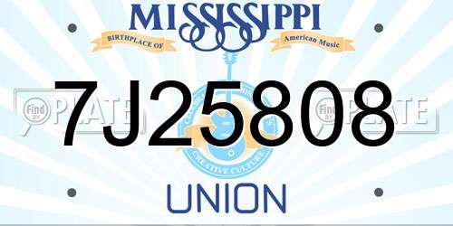 7J25808 Mississippi License Plate