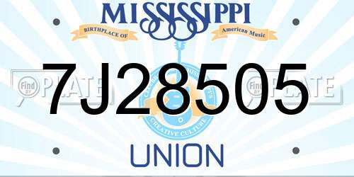 7J28505 Mississippi License Plate