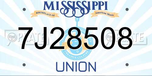 7J28508 Mississippi License Plate