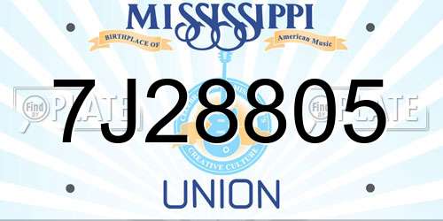 7J28805 Mississippi License Plate