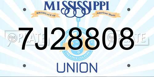 7J28808 Mississippi License Plate