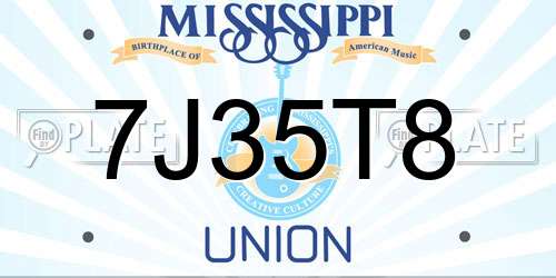 7J35T8 Mississippi License Plate