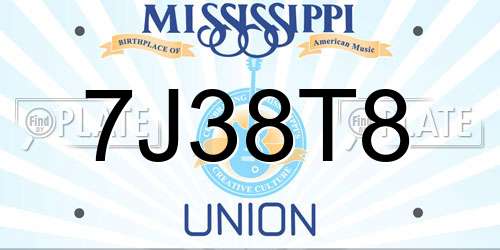 7J38T8 Mississippi License Plate