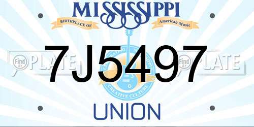 7J5497 Mississippi License Plate