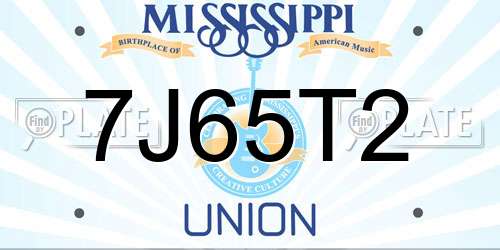 7J65T2 Mississippi License Plate