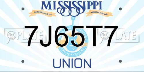 7J65T7 Mississippi License Plate