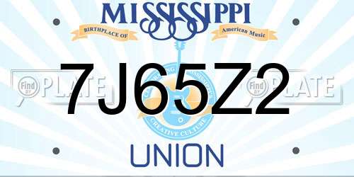 7J65Z2 Mississippi License Plate