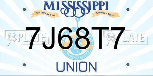 7J68T7 Mississippi License Plate