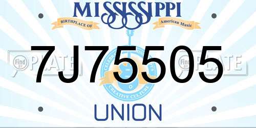 7J75505 Mississippi License Plate