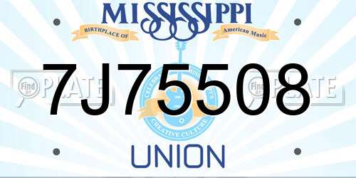 7J75508 Mississippi License Plate