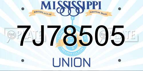 7J78505 Mississippi License Plate