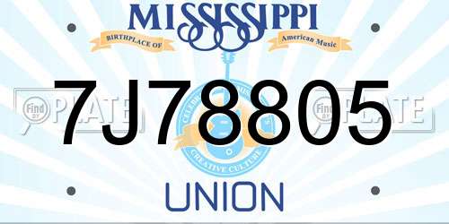 7J78805 Mississippi License Plate