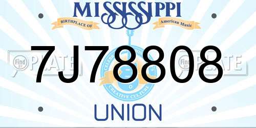 7J78808 Mississippi License Plate