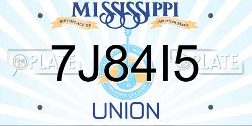 7J84I5 Mississippi License Plate