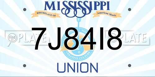 7J84I8 Mississippi License Plate