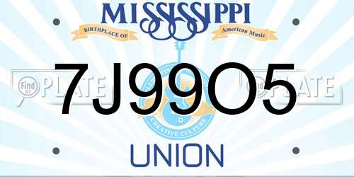 7J99O5 Mississippi License Plate