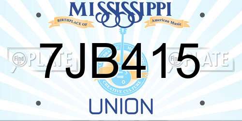 7JB415 Mississippi License Plate