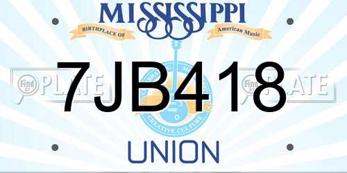 7JB418 Mississippi License Plate
