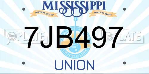 7JB497 Mississippi License Plate