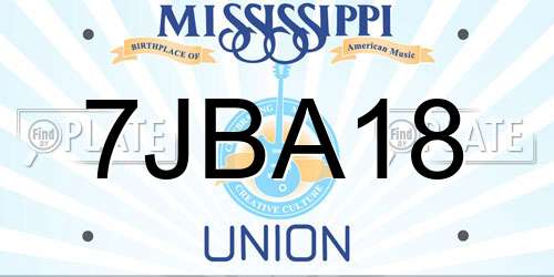 7JBA18 Mississippi License Plate