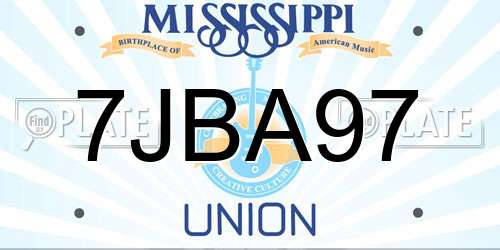 7JBA97 Mississippi License Plate