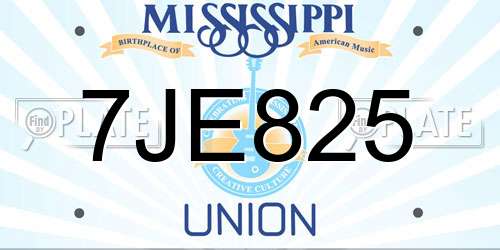 7JE825 Mississippi License Plate