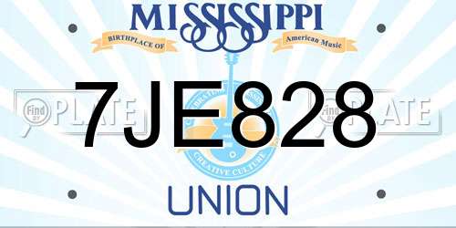 7JE828 Mississippi License Plate