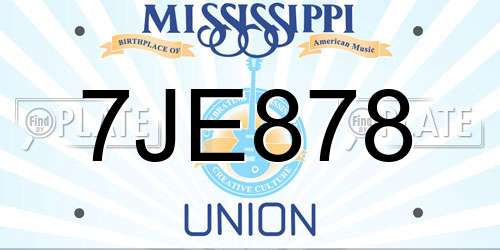 7JE878 Mississippi License Plate