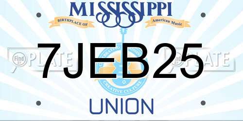 7JEB25 Mississippi License Plate