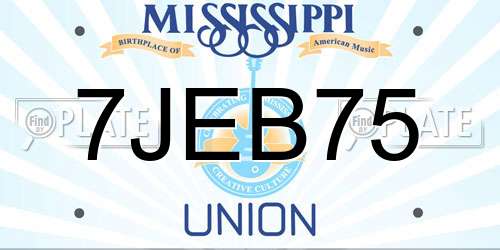 7JEB75 Mississippi License Plate