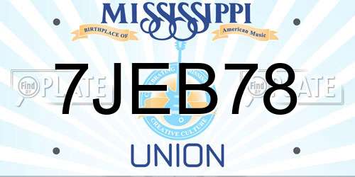 7JEB78 Mississippi License Plate