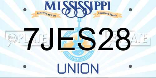 7JES28 Mississippi License Plate