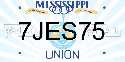 7JES75 Mississippi License Plate