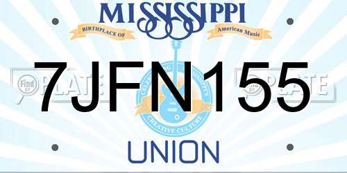 7JFN155 Mississippi License Plate