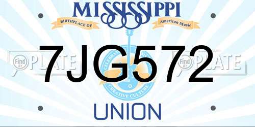 7JG572 Mississippi License Plate