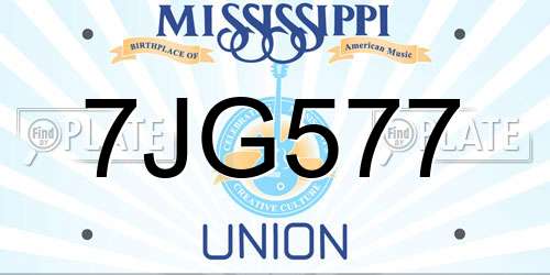 7JG577 Mississippi License Plate