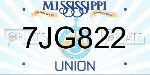 7JG822 Mississippi License Plate
