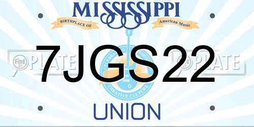 7JGS22 Mississippi License Plate
