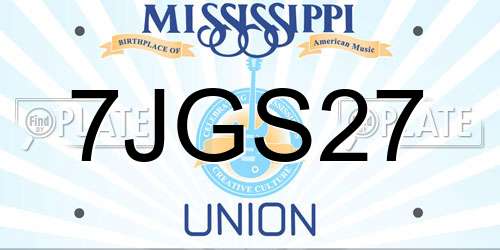 7JGS27 Mississippi License Plate