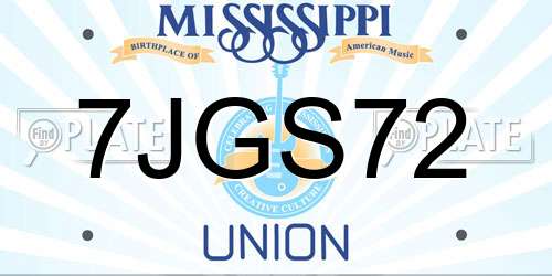 7JGS72 Mississippi License Plate
