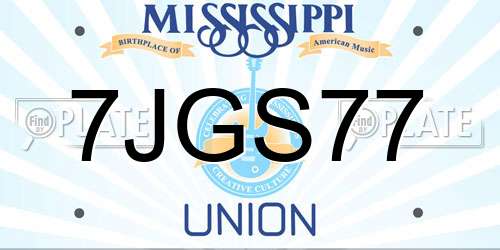 7JGS77 Mississippi License Plate